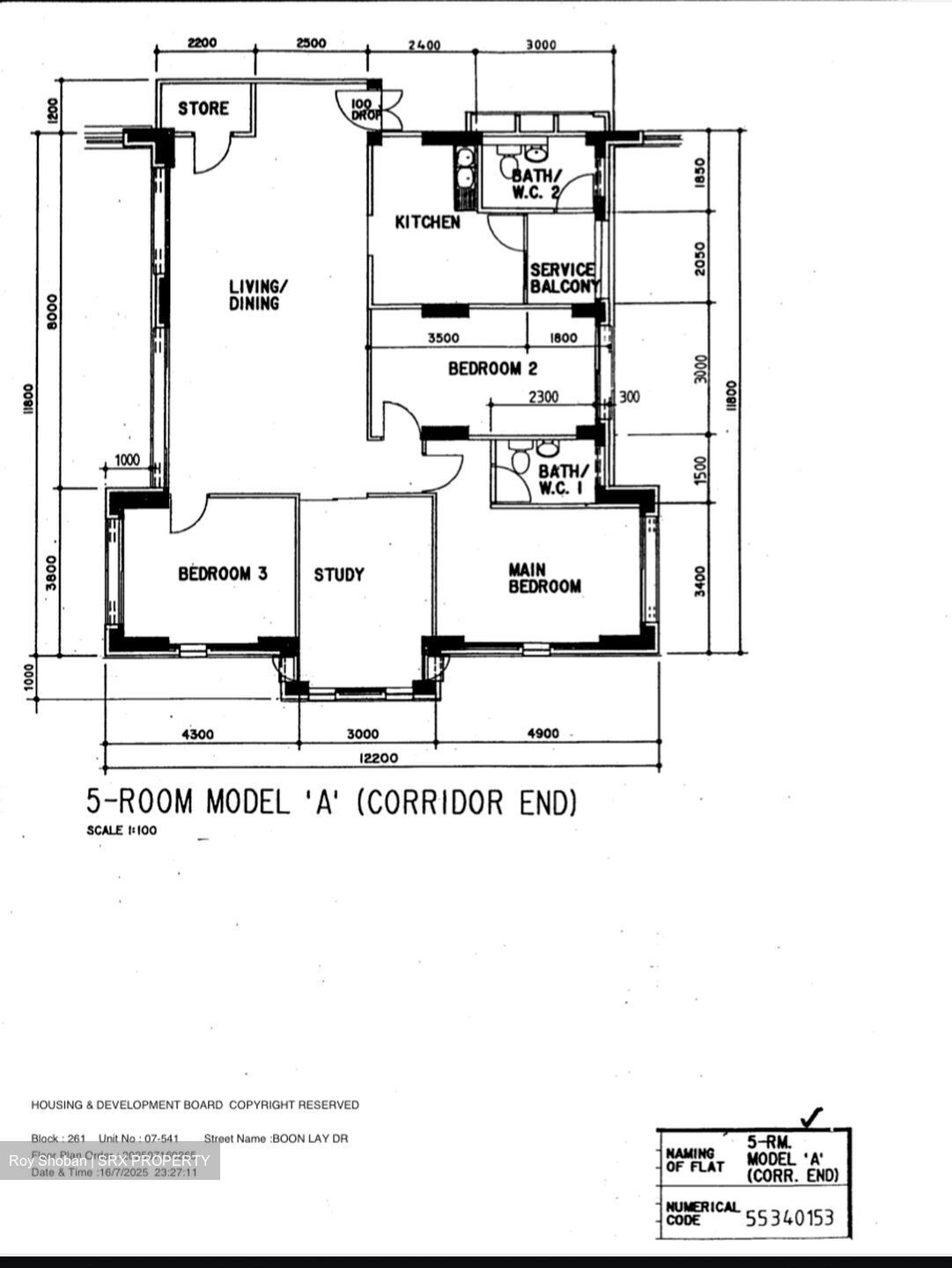 Blk 261 Boon Lay Crest (Jurong West), HDB 5 Rooms #479054121